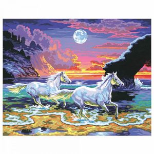 РИСУВАНЕ ПО НОМЕРА – КОНЕ В МОРЕТО